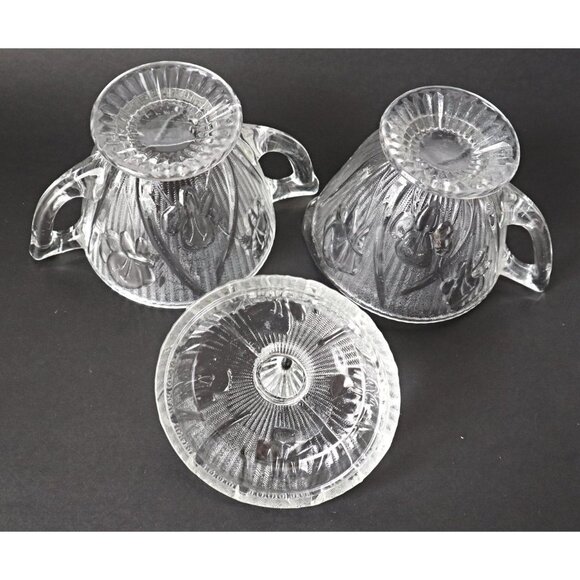 Depression Glass Iris And Herringbone Cream and Sugar with Lid Jeanette  1930's - Picture 7 of 7